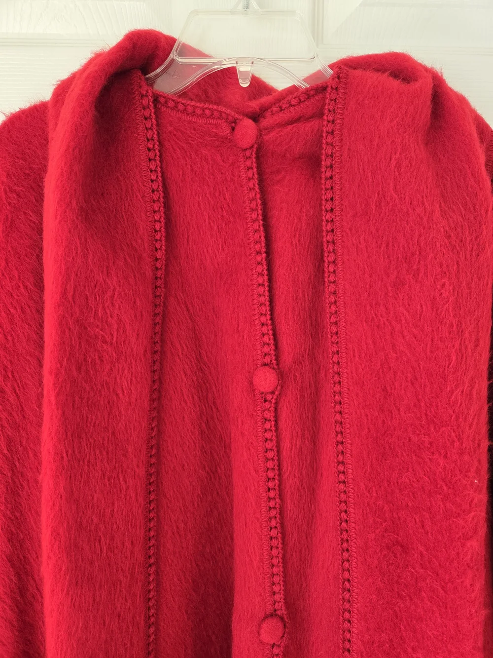 Alpaca Camargo Luxury Vintage Red Cape Button-Front Poncho Coat - Picture 2 of 12